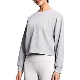 THE GYM PEOPLE Women's Crewneck Cropped Pullover Sweatshirt Cute Basic Long Sleeves Workout Tops