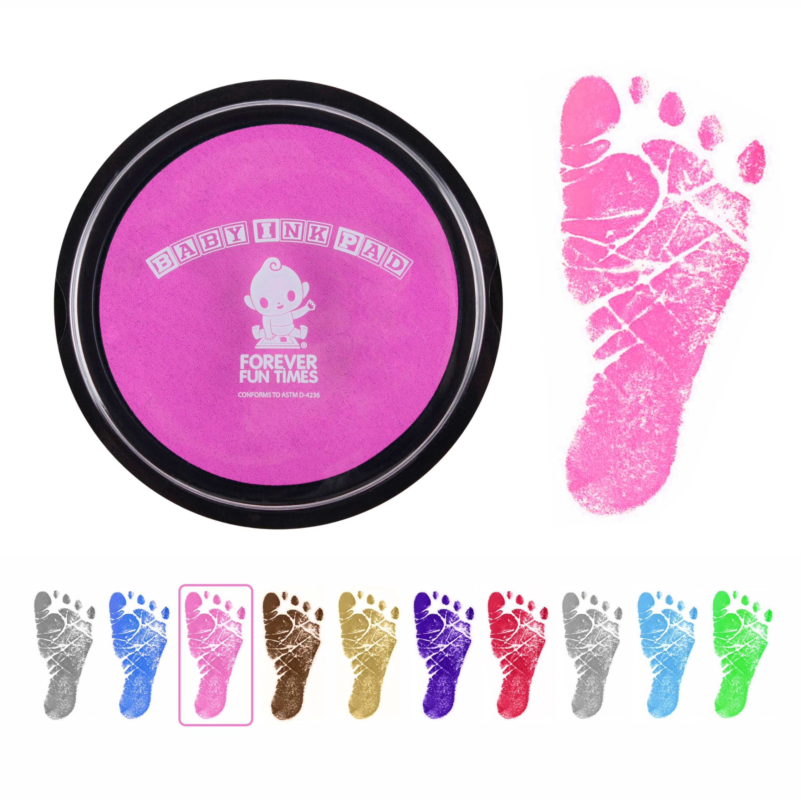 Baby Hand and Footprint Kit by Forever Fun Times | Get Hundreds of Detailed Prints with One Baby Safe Ink Pad | Easy to Clean, and Works with Any Paper or Card | Clean and Safe (Big Pink) — image 1