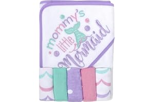BABY ESSENTIALS Baby Hooded Towel and Washcloth Set for Infants, Boys and Girls 6-12 Months (Mommy's Mermaid)