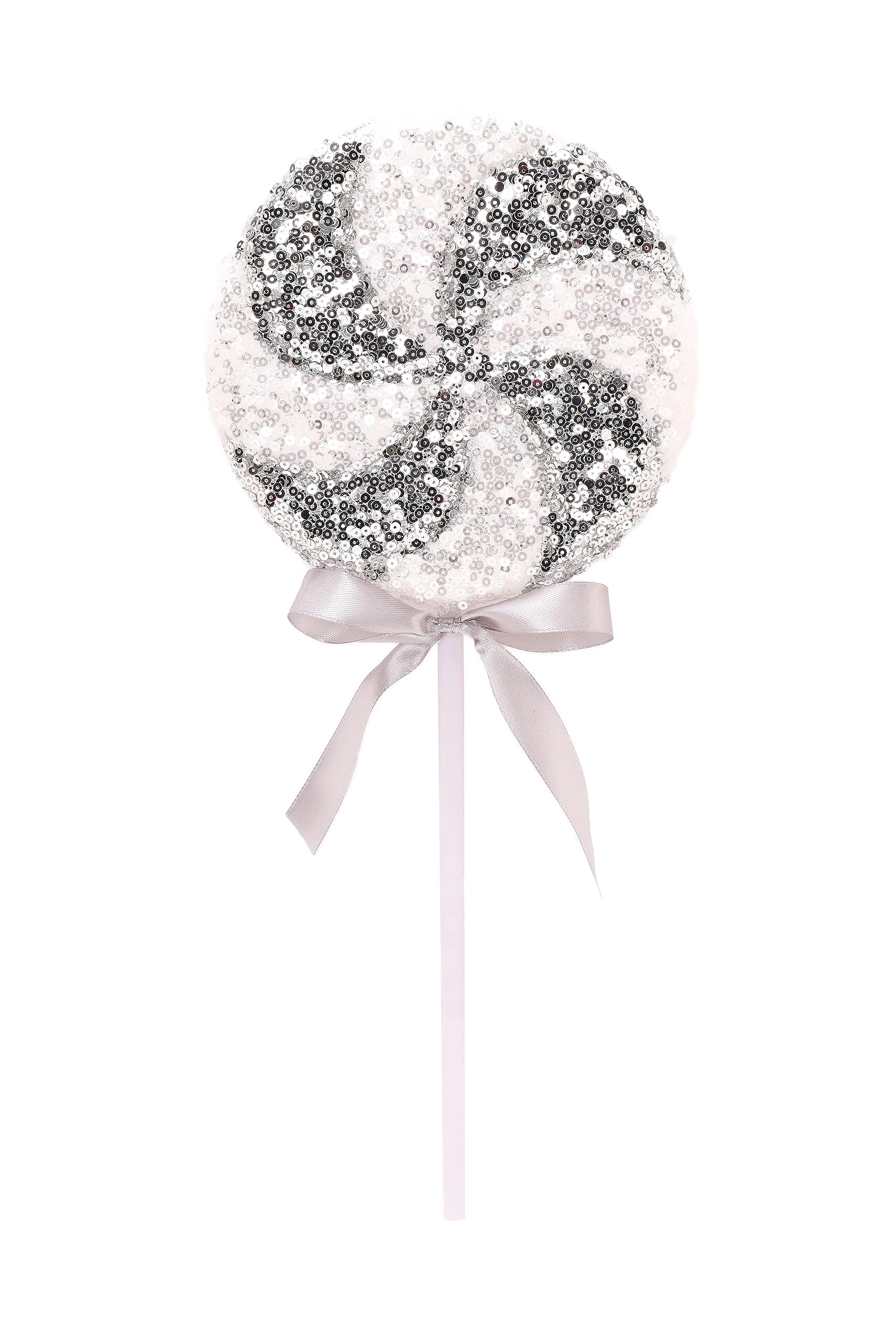 Christmas Concepts® 360mm (14,2") Giant Sparkly Sequin Lollipop Christmas Decoration – Christmas Tree Ornaments – Silver