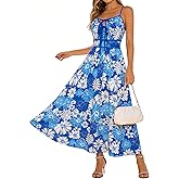 GRACE KARIN 2026 Women's Summer Maxi Dresses, Tie Front Floral Boho Dress, Spaghetti Strap Sundress with Pockets
