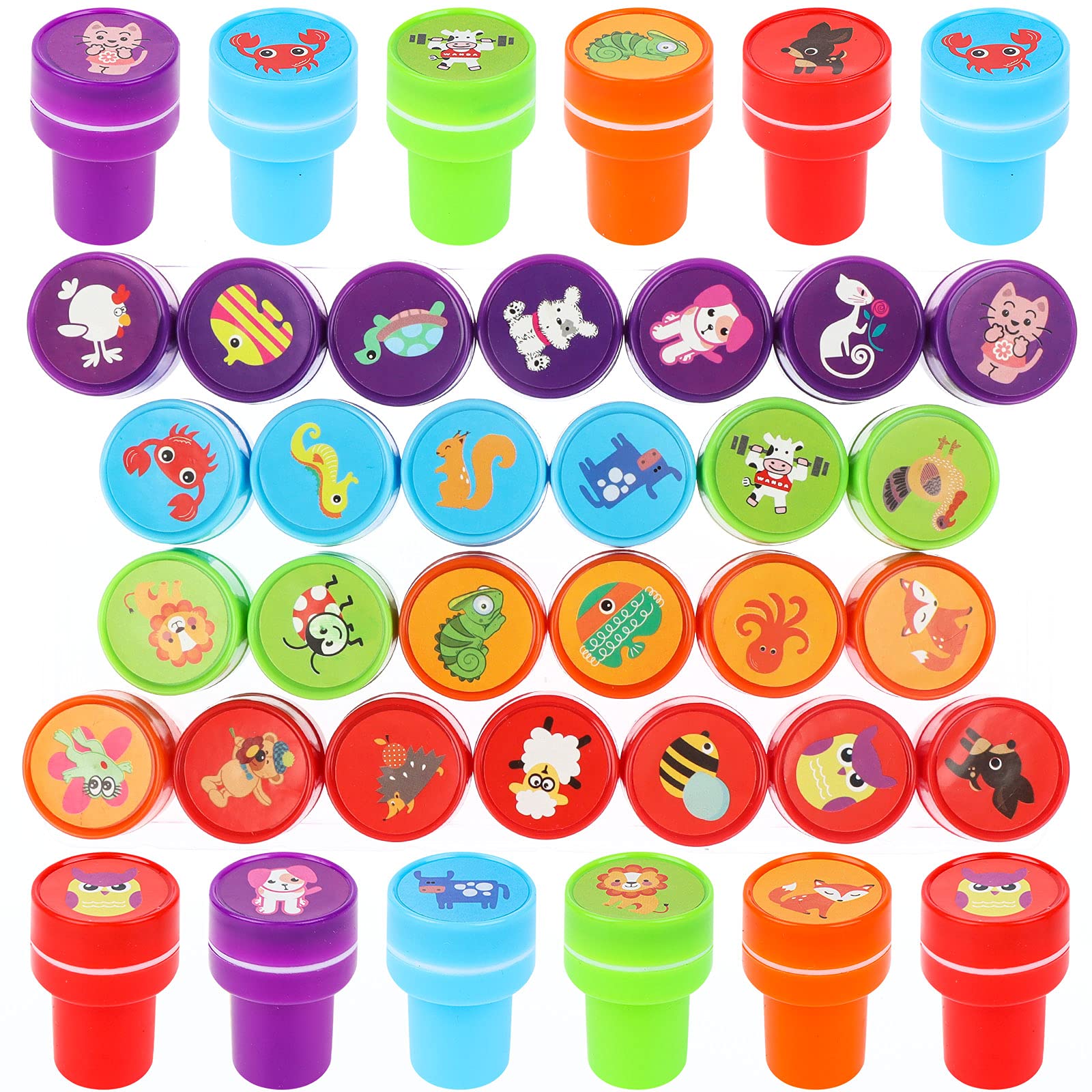 26 PCS Assorted Stamps for Kids Self-Ink Stamps Assorted Cartoon Animal Stamp Self Inking Stamp Sea Animal Zoo Safari Stampers for Carnival Prizes, DIY Crafts, Painting, Party Favor, School Stamp