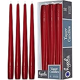 Hyoola Tall Taper Candles - 10 Inch Cherry Red Unscented Dripless Taper Candles - 8 Hour Burn Time - 12 Pack