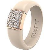Rinfit Womens Silicone Wedding Ring - Engagement Ring for Women - Promise Rings for Her with Cubic Zirconia Stones - Patented Design