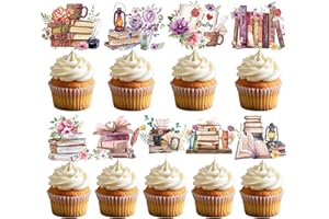 Deorfuy Book Themed Party Decorations - 36PCS Book Club Cupcake Toppers Birthday Decoration I Love Reading Cupcake Picks Decor Supplies for Library