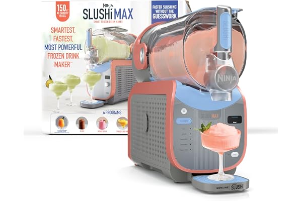 Ninja SLUSHi Max XXL Smart Frozen Drink Maker, Top Performance, Smart Technology, Party-Size 150 Oz Capacity, No Ice Needed, 6 Programs, Ideal Temp, Peach, FS605 (Renewed)