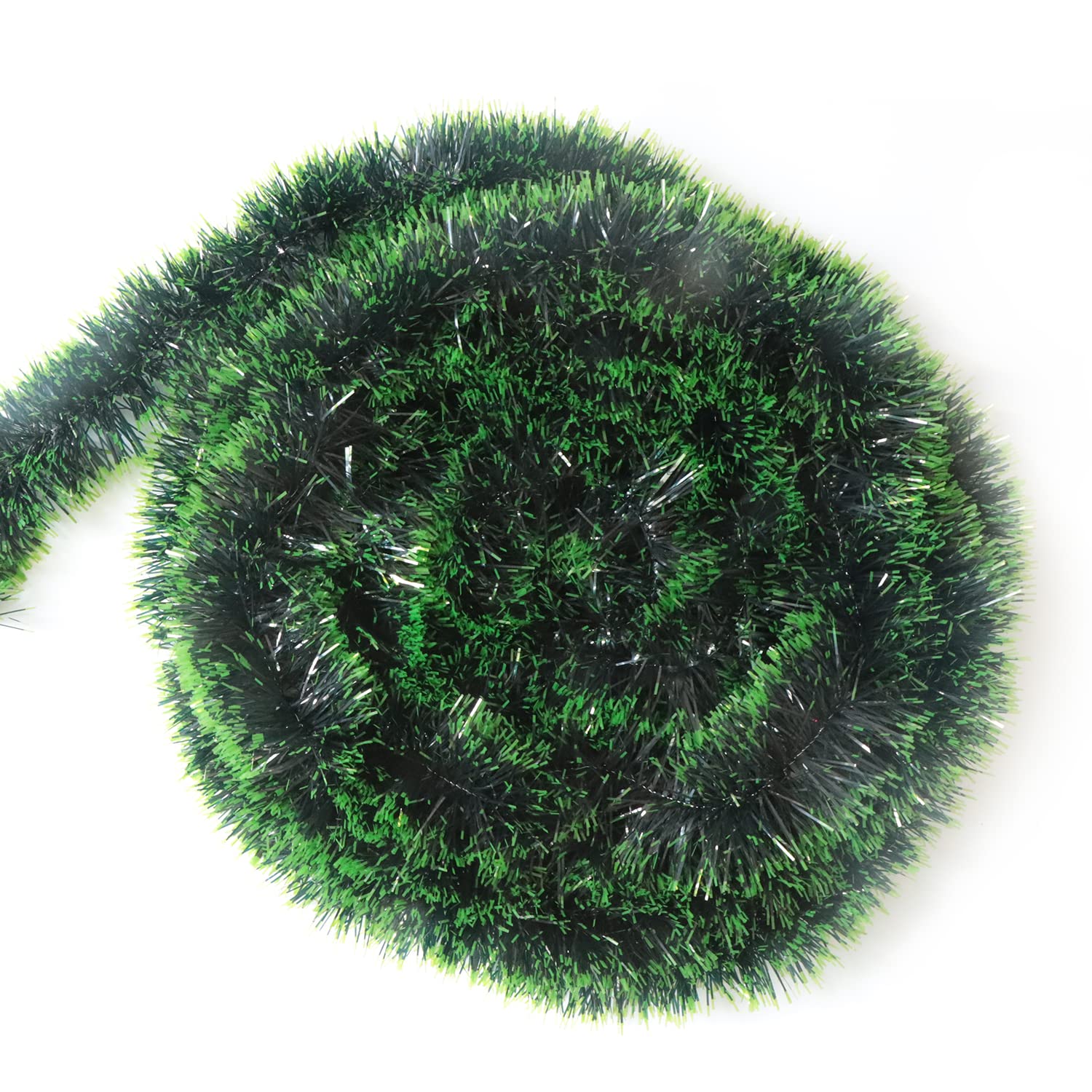 10 m / 32.8 ft Christmas Tinsel Garland, Long Xmas Garland Decorations Metallic Tinsel Strands Christmas Tree Boa Hanging Decoration for Christmas Home Decorations Wreath Wedding Party (Dark green)