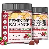 Feminine Balance Gummies for Women - Vaginal Health, pH Balance Support, Pineapple Probiotics Gummies for Women with Cranberry Extract and D-Mannose, Sugar Free, Vegan, Cranberry Flavor - 60Ct (2pack)
