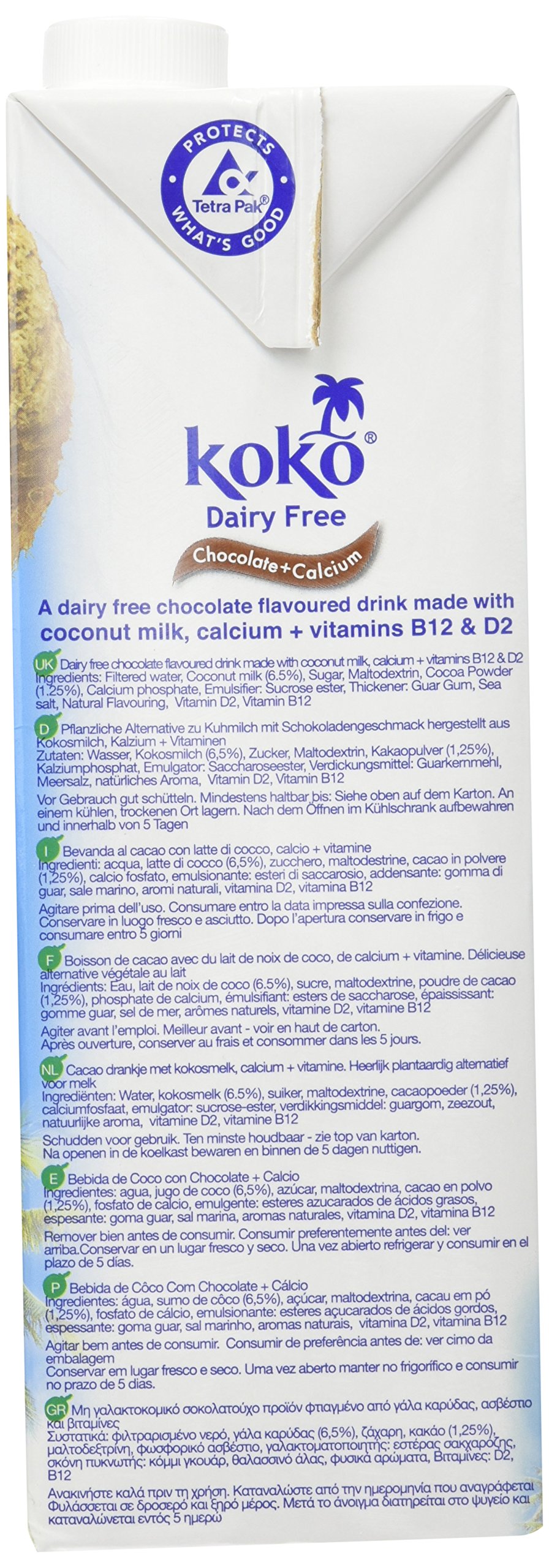 Koko Dairy Free Coconut Milk Drink Chocolate 1 Litre (Pack of 12) Buy