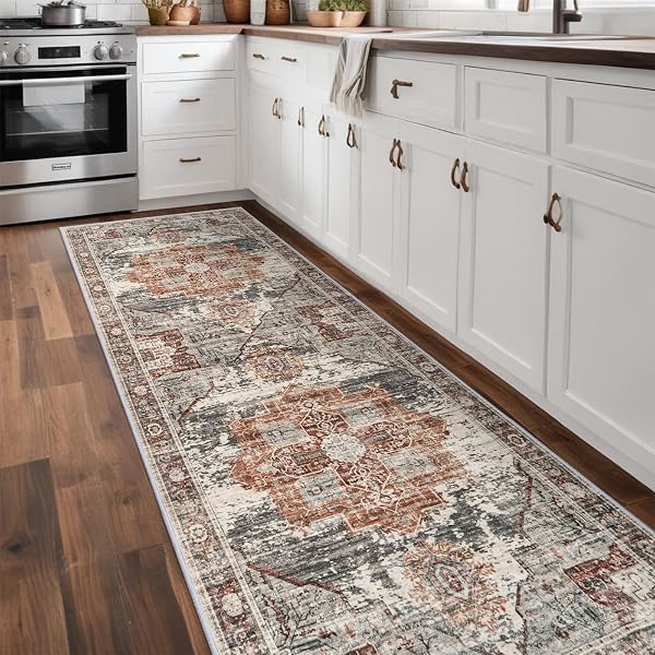 RUUGME RUG RUNNERS 3X10 – WASHABLE HALLWAY RUGS FOR LIVING ROOM SOFT CARPET VINTAGE TRIBAL RUGS FOR BEDROOM KITCHEN WITH NON SLIP BACKING HOME DECOR FLOOR DECORATION MAT 3X10 BRICK