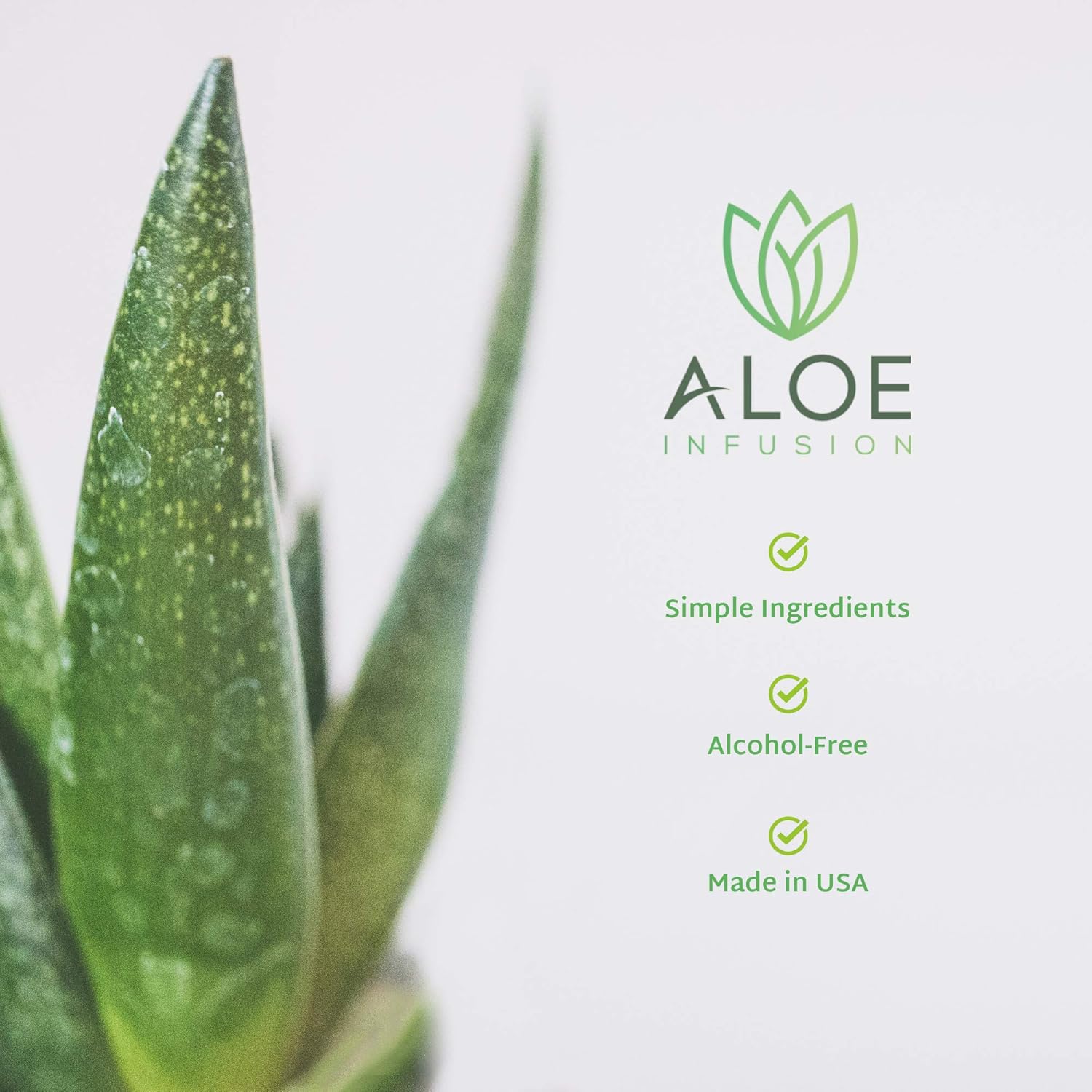 Aloe Infusion Organic Aloe Vera Gel - Deeply Hydrating, Skin Nourishing After Sun Skin Care for Face, Body and Hair - Sunburn, Redness and Itchy Skin Relief - Made in the USA - 16 Oz : Beauty