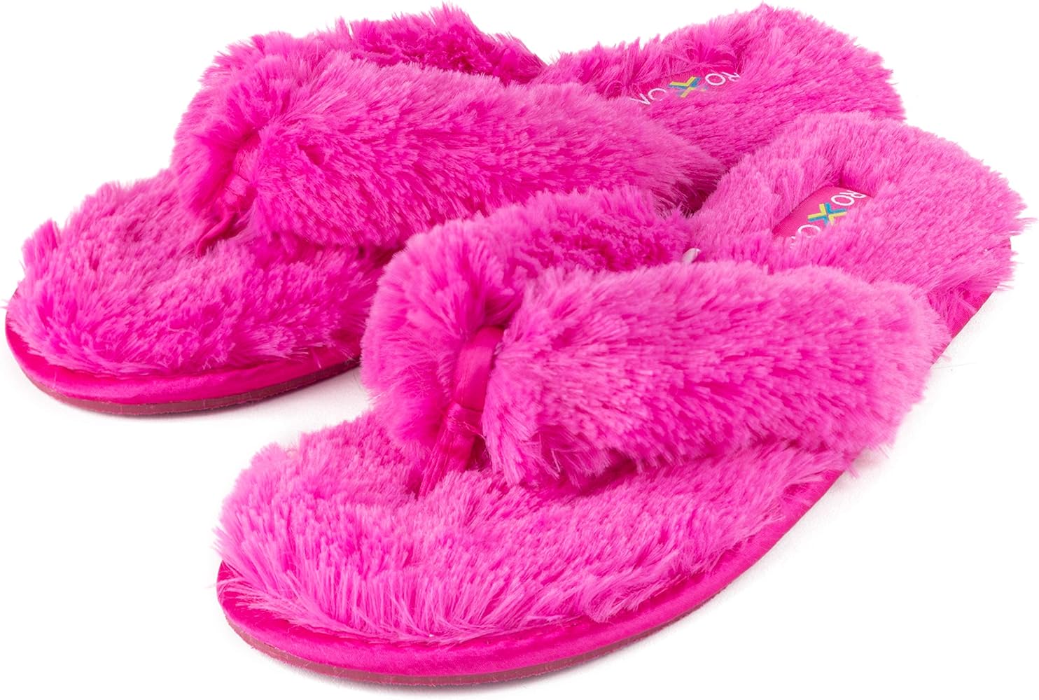 pink fuzzy flip flop slippers