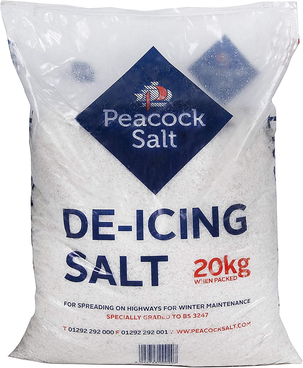 Peacock 20KG White De-Icing Rock Salt for Ice Snow Clear Pathways