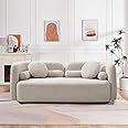 SSC SATISUNCASA Japandi Style Boucle Sofa, Modern Tight Curved Back Sofa, Minimalist Style Comfy Couch for Living Room Apartment (Beige 2)