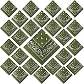 Suhine 24 Pcs Bandanas Bulk 22 x 22 Inch Paisley Outdoor Headband Handkerchief for Men Women Gift Thanksgiving Christmas