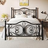 LOEWAY Full Size Bed Frame/Metal Platform Bed Frame with Butterfly Pattern Design Headboard and Footboard/Strong Metal Slats Support/No Box Spring Needed/Easy Assembly/Noise-Free/Black