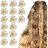 15 PCS Small Flower Gold Hair Clips for Women Cute Mini Tiny Little Sparkling Metal Flower Sweet Gold Artificial Bangs Nonslip Hair Claw Clips Decorative Cute Hair Accessories for Women Girls Gift