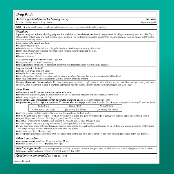 AMAZON BASIC CARE UNCOATED NICOTINE POLACRILEX GUM 2 MG (NICOTINE), MINT FLAVORED, STOP SMOKING AID, 220 COUNT (PACKAGING MAY VARY)