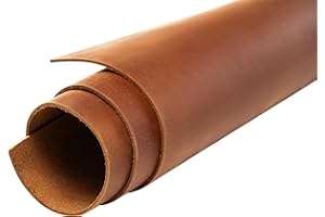 OX KNIGHT Full Grain Crazy Horse Leather Sheets - Heavy-Duty 1.8-2.1mm Oil-Tanned Cowhide for Crafting, Vintage Distressed Tooling Leather (12"x24", Bourbon Brown)
