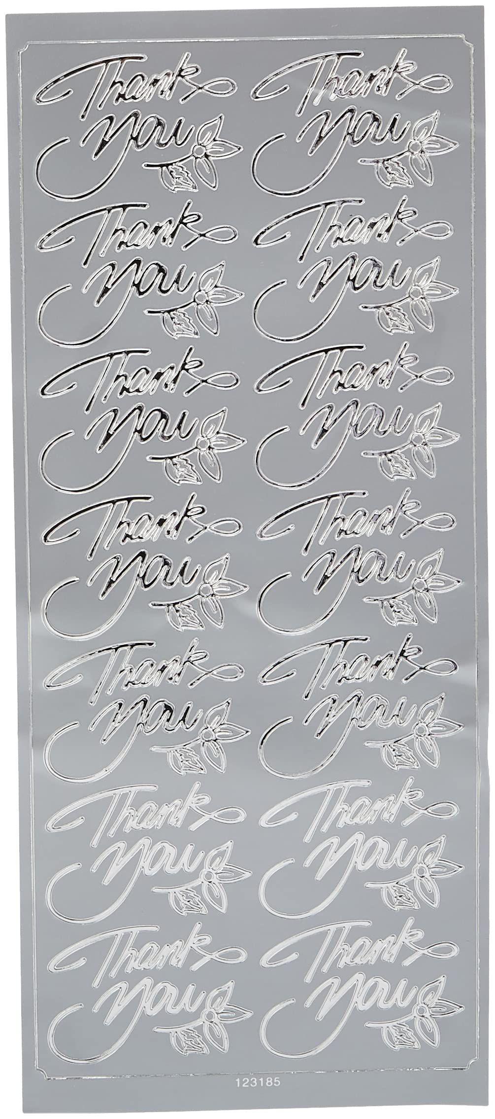 Anitas Outline Stickers, Elegant Thank You, Silver, For Scrapbooking, Card Making, Kids Play, Homework, Art, Craft, Embelish, Decorative, Paper, Card, Glass, Metal, Plastic, Foam