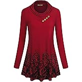 Miusey Women's Long Sleeve Cowl Neck Form Fitting Casual Tunic Top Blouse