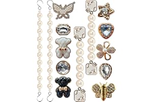 COYWX Cute Pearl Flower Shoe Charms for Girls, Luxury Jewelry Designer Charms for Women Pink