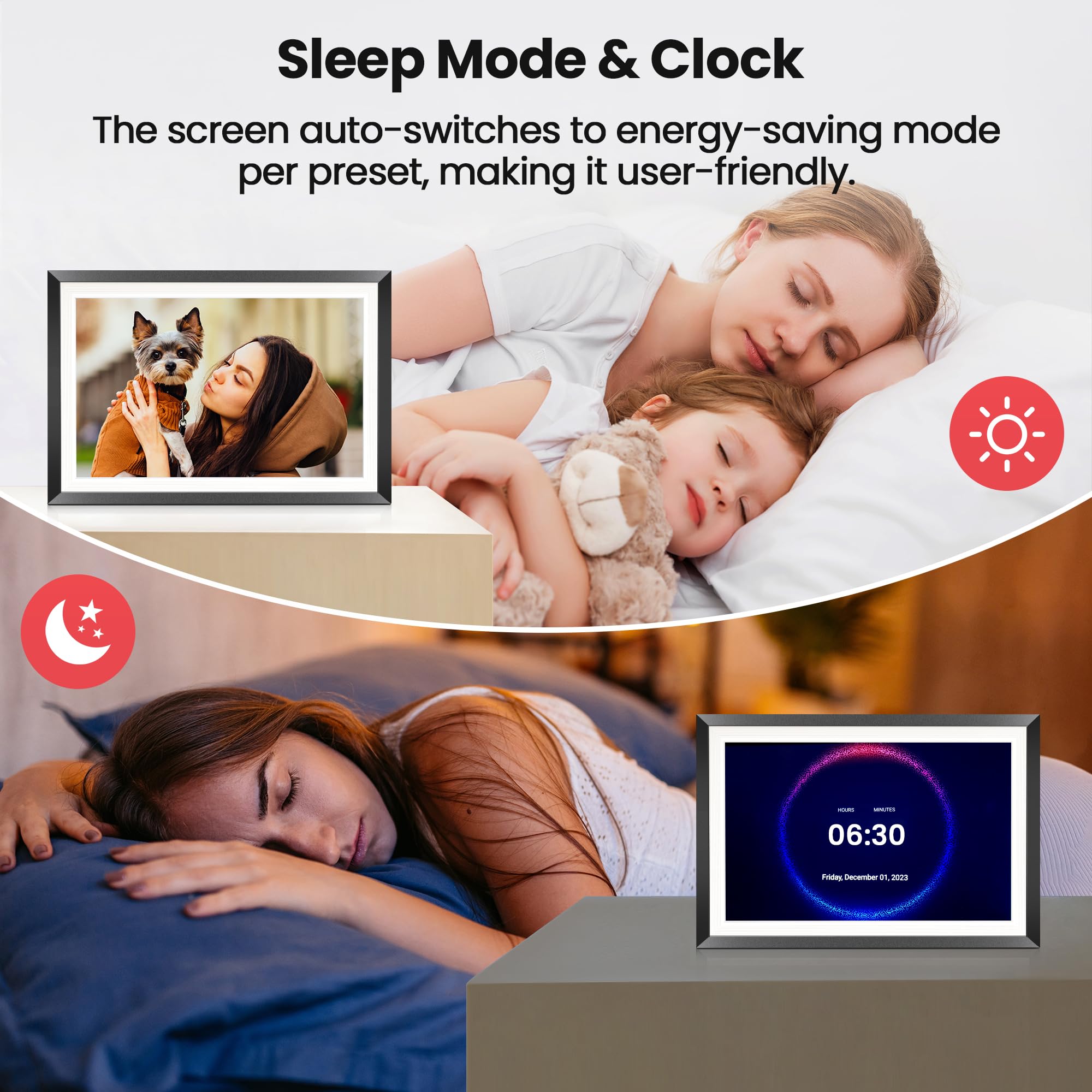 RCA 10.1” WiFi Digital Picture Frame, Electronic Photo Frames 32GB Storage, HD IPS Touch Screen WiFi Frame/Auto Rotate/Wall Mounted, Easy Setup in Uhale App to Share Photo/Video Anytime (Black)