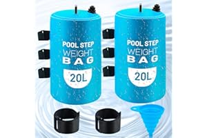 JEYEOU 2PCS Pool Ladder Weights 20L Universal Pool Step Weights Sand Bag Waterproof 500D PVC Swimming Pool Stair Weights for Above Ground and Inside Pool with 2 Nylon Handles and 1 Funnel Light Blue