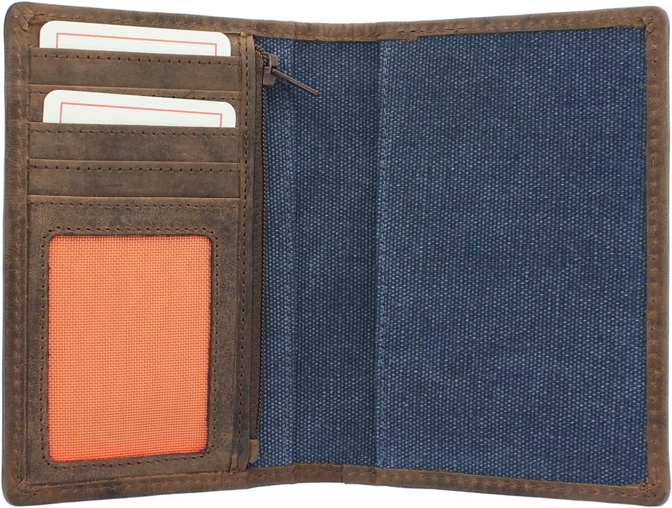 Cactus Mala Canvas/Leather Passport Holder with RFID Protection 216_81 Denim - Image 4
