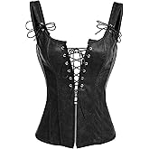 Alivila.Y Fashion Corset Womens PVC Renaissance Lace up Boned Bustier Garter Straps