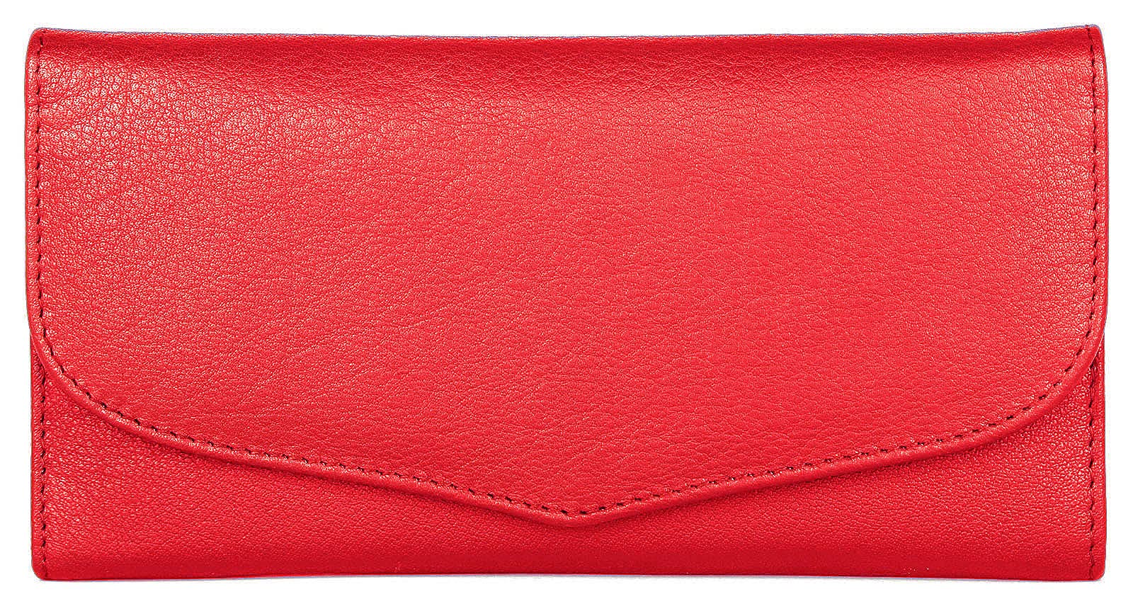 J. Wilson London Ladies RFID Safe Designer Soft Leather Purse Card Women Clutch Wallet with Zip Pocket Gift Boxed (Red)