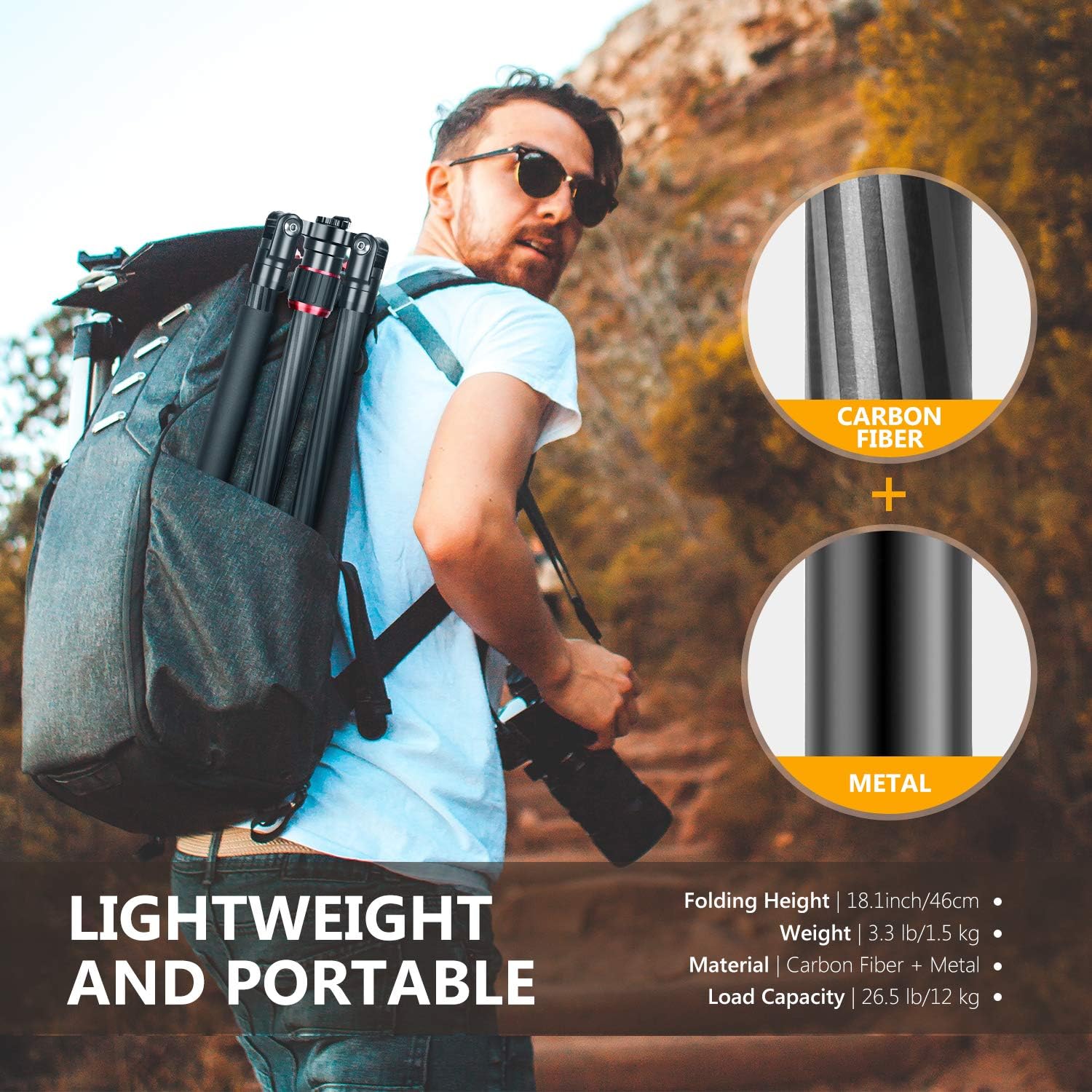 Neewer 79 Inches Carbon Fiber Camera Tripod Monopod with 2 Center Axis, 360 Degree Ball Head, 1/4 inch Quick Shoe Plate and Bag for DSLR Camera Video Camcorder Travel and Work，Load up to 26.5 pounds : Camera & Photo