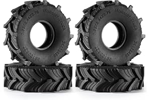 COOWOO 1.0 Tires Soft Rubber Crawler Wheel Tires for 1/18 TRX4M SCX24 Gladiator Bronco C10 JLU Deadbolt B17 Axial 1/24 1/18 Tracked car,4PCS(62mm/2.44in)