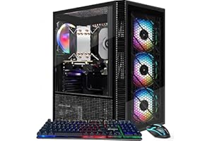 STGAubron Gaming PC Computer Desktop, Intel 10th Gen G5905 3.5G, Radeon RX 580 8G, 16G DDR4, 512G SSD, WiFi 6, BT 5.0, RGB Fan x 4, Windows 11 Home