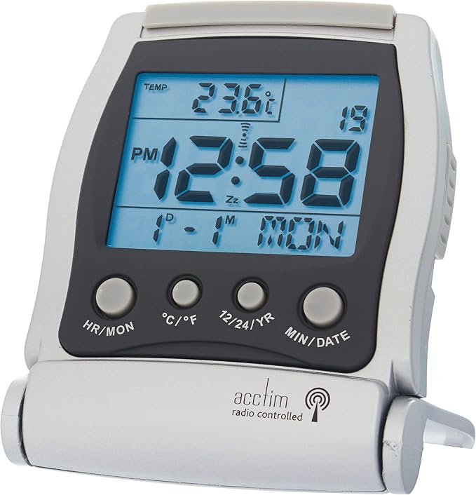 Acctim 71157 Metz Radio Controlled LCD Travel Alarm Clock Amazon.co.uk