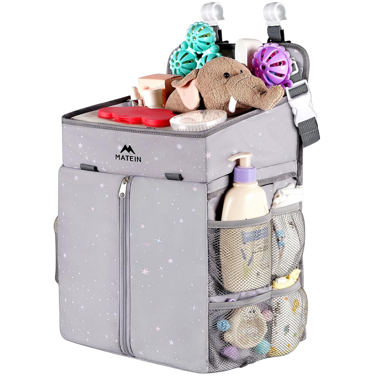 Photo 1 of MATEIN Hanging Diaper Caddy, Portable Diaper Organizer Stacker, Nursery Storage for Changing Table, Crib, Playard or Baby Bed Stroller - Gifts for New Mom after Birth