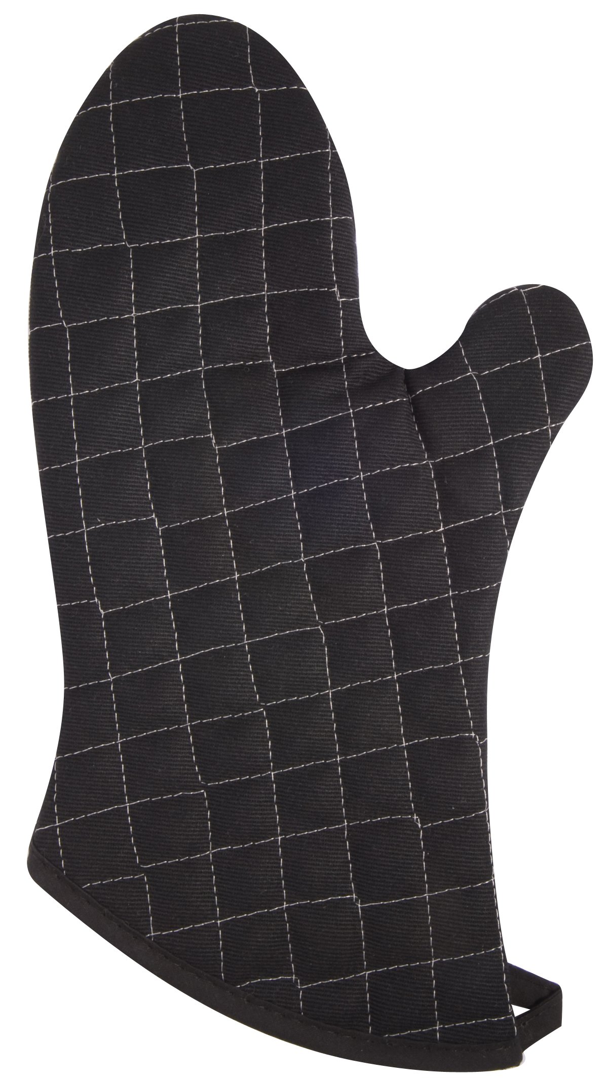 Dexam Love Colour Oven Gauntlet, True Black, 100% Cotton, Quilted Diamond Pattern, Heat Resistant Kitchen Glove with Hanging Loop