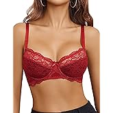 Avidlove Women's Sexy Lace Bra Mesh Balconette Underwire Unlined Everyday Bra Lingerie