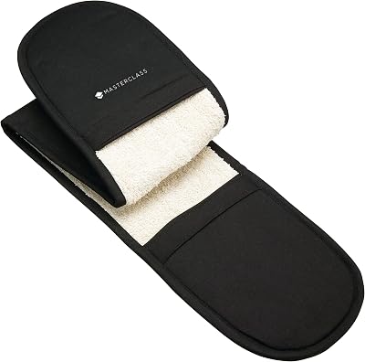 MasterClass Oven Gloves Heat Resistant Double-Sided Heavy-Duty Cotton Black