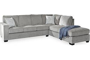 Signature Design by Ashley Altari Casual L-Shaped Anti Sag 2-Piece Sectional with Chaise, Loose Seat Cushions and 2 Accent Pillows, Light Gray
