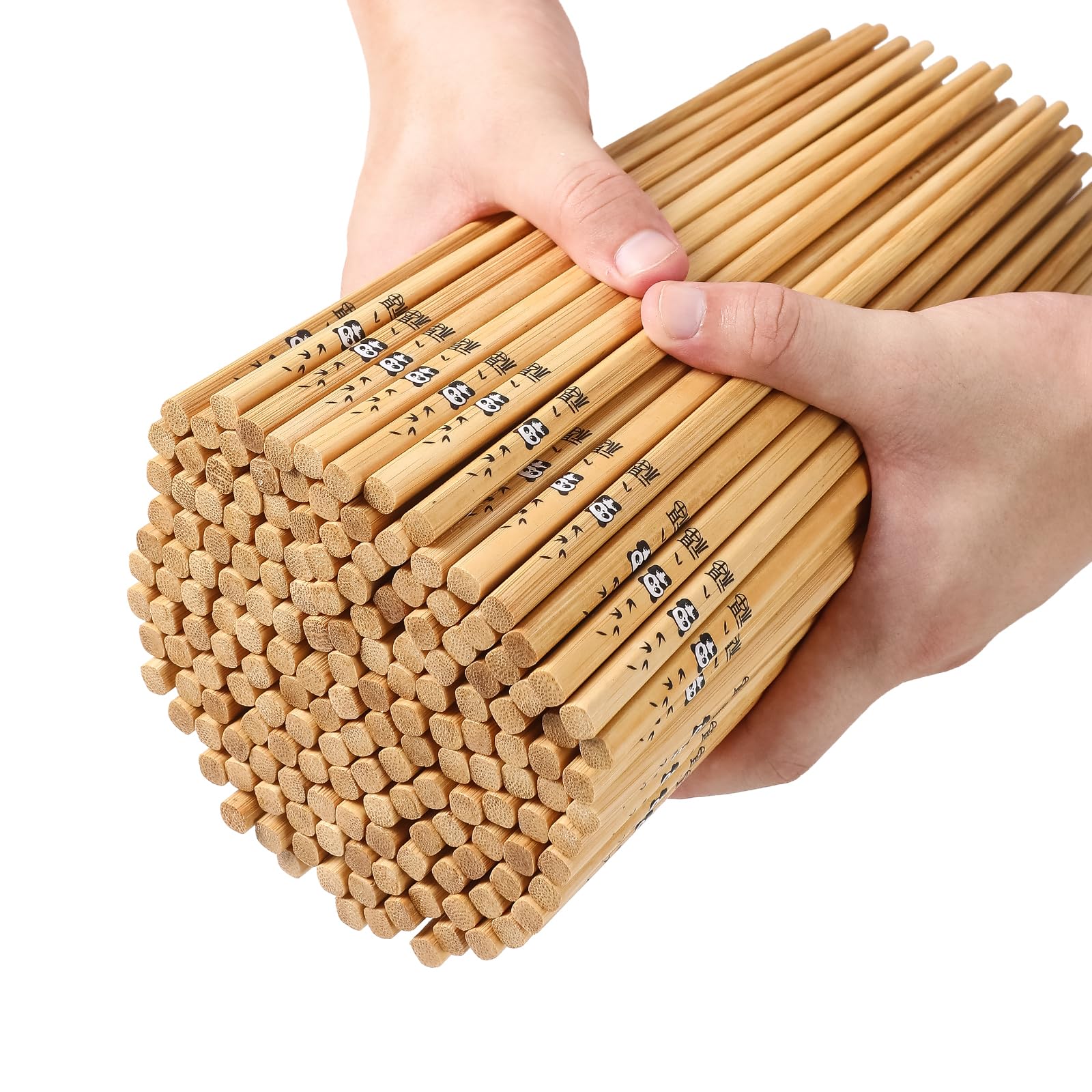Photo 1 of 100 Pairs Bamboo Chopsticks - Reusable, Wooden, Disposable, Dishwasher Safe Bulk, 9.4 Inches with Chinese & Japanese Styles,Panda