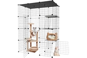 MEXMIODY Large Cat Cage,4-Tier Catio Outdoor Cat Enclosure,DIY Cat Kennel,Cat Cages Indoor and Outdoor for 1-3 Cats