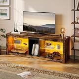 Bestier 140cm TV Stand Cabinet with RGB LED Lights 55/65 inch Rustic Brown view 6