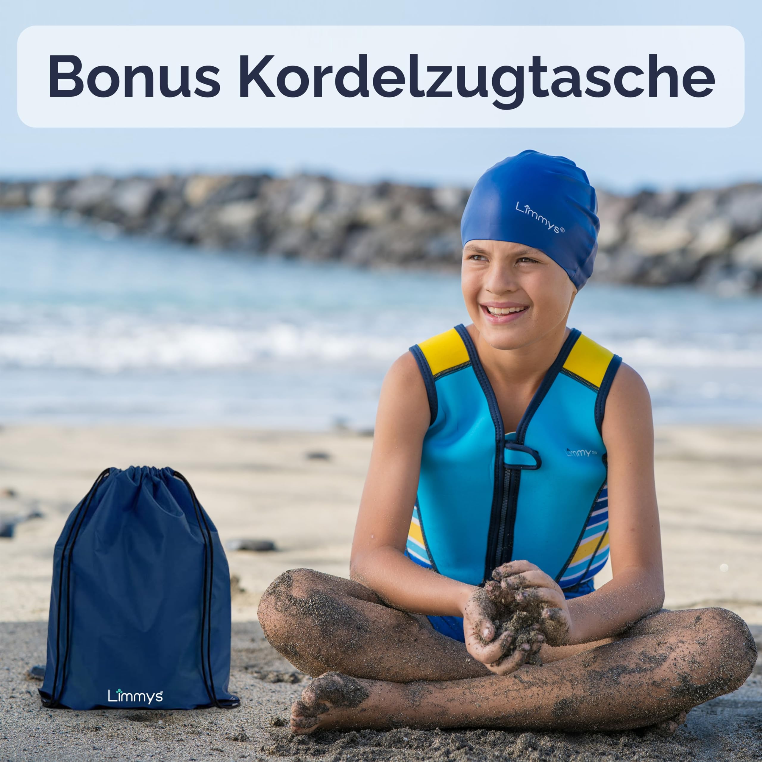 Limmys Schwimmweste für Kinder – Schwimmhilfe mit verstellbarem Auftrieb, Testsieger bei Vergleich.de, weicher Neopren-Komfort, sichere und robuste Verarbeitung, mit Transportbeutel 6
