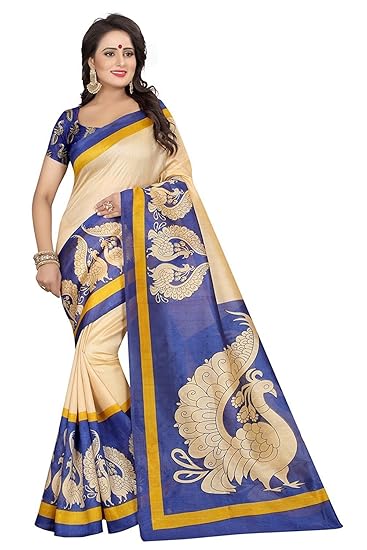 Navabi Export Cotton Silk Saree With Blouse Piece (Royal Blue Titli_Free Size)