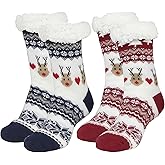 Mpbxisn Womens Fuzzy Slipper Grips Socks Fluffy Winter Warm Fleece Lining Non Slip Thick Thermal Cozy Plush Socks (2pairs)