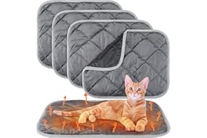 Clysee 4 Pack Self Heating Cat Pad Self Warming Dog Mat Reflects Body Heat Extra Warm Thermal Pet Pad Washable Dog Cat Bed Crate Bed Mat Blanket(Gray,16 x 20 Inch)