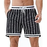 HEALONG Mens Retro Basketball Shorts: 5-7 Inch Heavyweight Double Layer Mesh Deep Pockets 90s Vintage Athletic Gym Workout