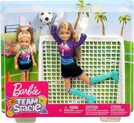 barbie team stacie doll & chelsea doll soccer playset