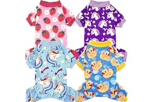 XPUDAC 4 Pack Dog Pajamas for Small Dogs Cats Plaid Dog Clothes Puppy Onesies Pet Christmas Pajamas Puppy Jumpsuits Pet Pjs Shirt Apparel